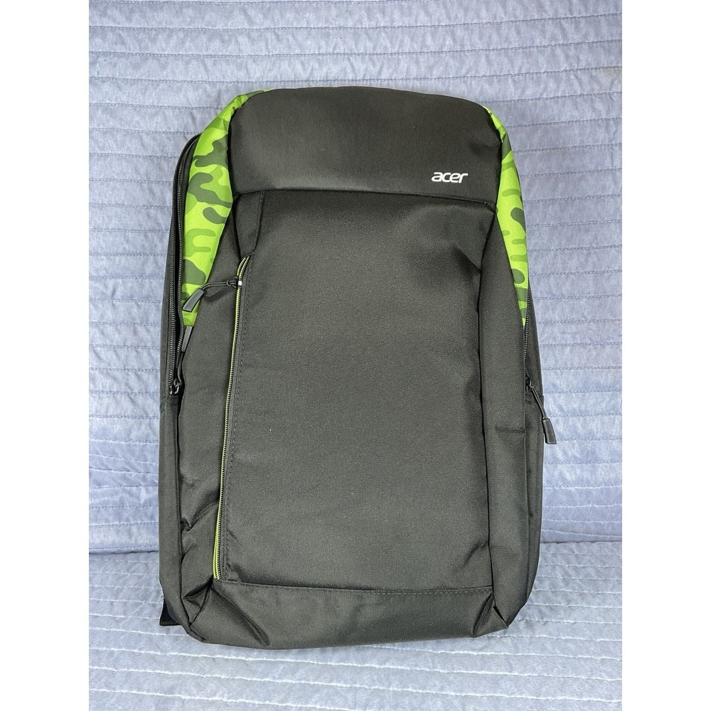 Acer Laptop Backpack Black Green Camo 15.6" Notebook Computer Travel School Bag